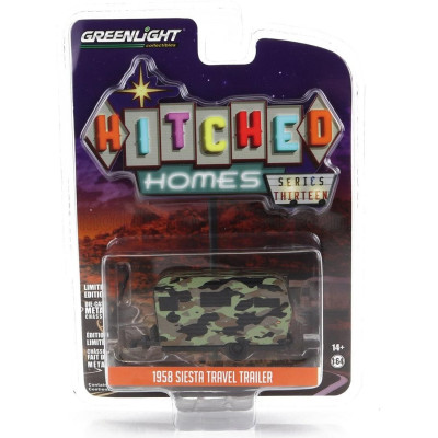 GREENLIGHT TRAILER SIESTA TRAVEL ROULOTTE 1958 - CAMOUFLAGE 1/64