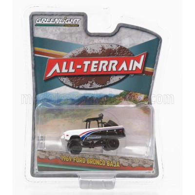 GREENLIGHT FORD USA BRONCO BAJA BFGOODRICH 1969 - WHITE BLUE 1/64