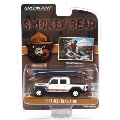 GREENLIGHT JEEP GLADIATOR PICK-UP 2021 - SMOKEY BEAR - WHITE 1/64