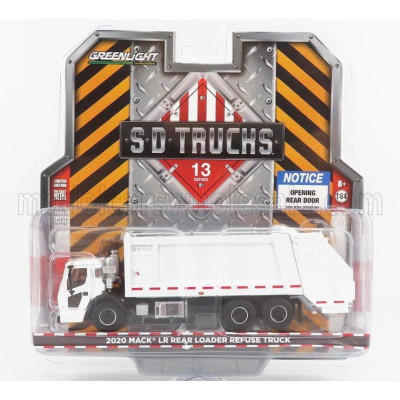 GREENLIGHT MACK LR REAR REFUSE TRUCK CASSONE RIBALTABILE 3-ASSI 2020 - TRASPORTO RIFIUTI - WHITE 1/64