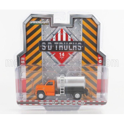 GREENLIGHT CHEVROLET C-60 TANKER TRUCK FERTILIZER 1982 - ORANGE SILVER 1/64