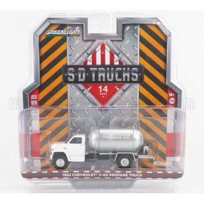 GREENLIGHT CHEVROLET C-60 TANKER TRUCK PROPANE ARMSTRONG 1982 - WHITE SILVER 1/64