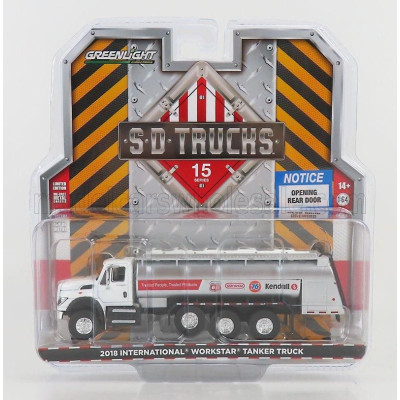 GREENLIGHT INTERNATIONAL WORKSTAR TANKER TRUCK FUEL 4-ASSI 2018 - WHITE SILVER 1/64