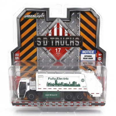 GREENLIGHT MACK LR REAR REFUSE TRUCK CASSONE RIBALTABILE 3-ASSI 2021 - TRASPORTO RIFIUTI - WHITE 1/64