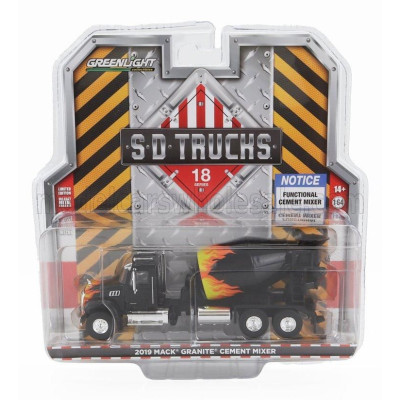 GREENLIGHT MACK GRANITE TRUCK CEMENT MIXER BETONIERA 3-ASSI 2019 - BLACK 1/64