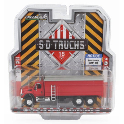 GREENLIGHT INTERNATIONAL WORKSTAR TRUCK WITH CANVAS COVER 3-ASSI 2022 - RED 1/64