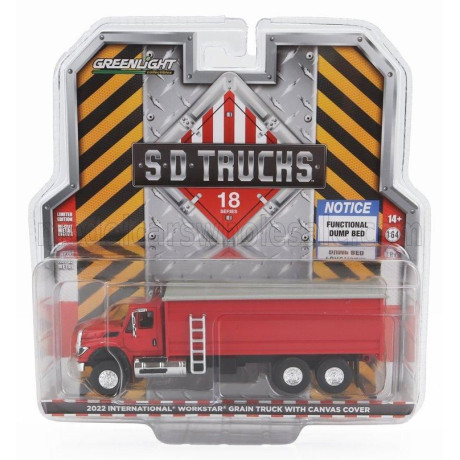 GREENLIGHT INTERNATIONAL WORKSTAR TRUCK WITH CANVAS COVER 3-ASSI 2022 - RED 1/64