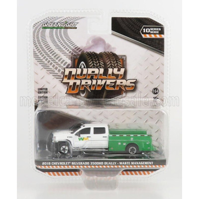 GREENLIGHT CHEVROLET SILVERADO 3500 DOUBLE CABINE PICK-UP WASTE 2018 - WHITE GREEN 1/64