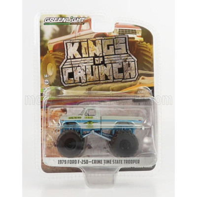 GREENLIGHT FORD USA F-250 PICK-UP BIGFOOT MONSTER TRUCK CRIME TIMESTATE TROOPER 1979 - GREY 1/64