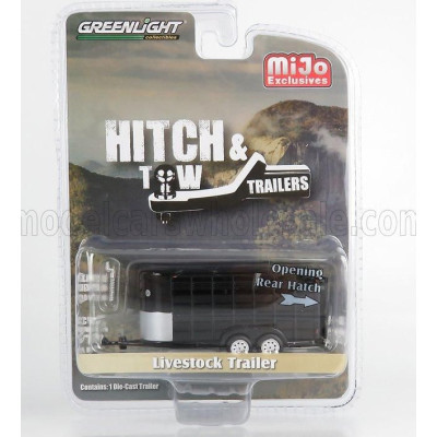 GREENLIGHT TRAILER LIVESTOCK TRAILER - TRASPORTO ANIMALI BESTIAME - BLACK 1/64