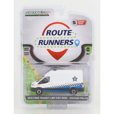 GREENLIGHT FORD ENGLAND TRANSIT VAN LWB HIGH ROOF CHICAGO POLICE 2019 - WHITE 1/64