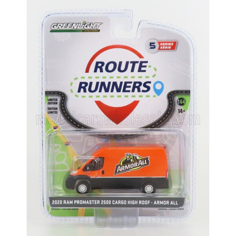 GREENLIGHT DODGE RAM 2500 PROMASTER VAN CARGO HIGH ROOF ARMOR ALL 2020 - ORANGE BLACK 1/64
