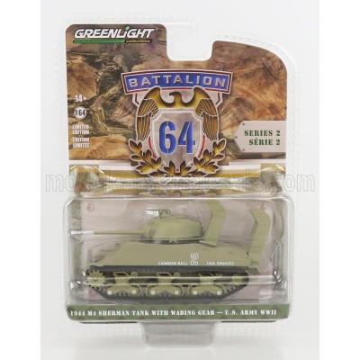 GREENLIGHT TANK M4 SHERMAN USA ARMY WORLD WAR II 1944 - MILITARY SAND 1/64