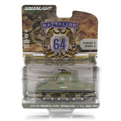 GREENLIGHT TANK M4 SHERMAN USA ARMY WAR 1952 - MILITARY CAMOUFLAGE 1/64