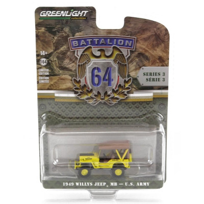 GREENLIGHT JEEP WILLYS MB 545th MILITARY POLICE COMPANY 1949 - YELLOW 1/64