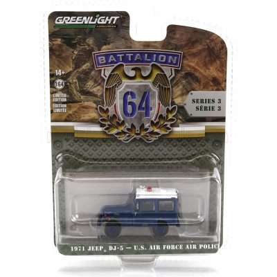 GREENLIGHT JEEP DJ-5 U.S. AIR FORCE POLICE 1971 - BLUE WHITE 1/64