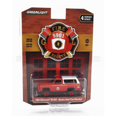 GREENLIGHT CHEVROLET M1009 ALASKA STATE FIRE ENGINE 1984 - RED WHITE 1/64