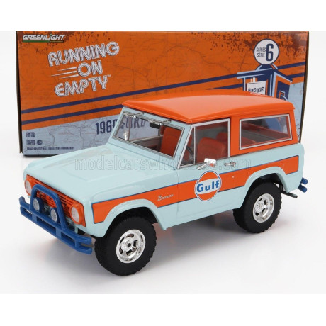 GREENLIGHT FORD USA BRONCO OPEN GULF 1966 - LIGHT BLUE ORANGE 1/24