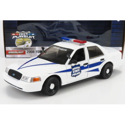 GREENLIGHT FORD USA CROWN VICTORIA INTERCEPTOR INDIANA STATE POLICE 2008 - WHITE 1/24