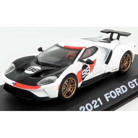 GREENLIGHT FORD USA GT N 98 2021 - TRIBUTE 24h DAYTONA K.MILES L.RUBY 1966 - WHITE CARBON RED 1/43