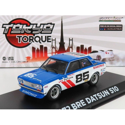 GREENLIGHT DATSUN 510 BRE N 85 RACING 1972 B.ALLISON - BLUE WHITE 1/43