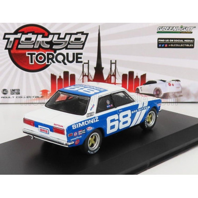 GREENLIGHT DATSUN 510 BRE N 68 RACING 1972 P.GREGG - WHITE BLUE 1/43