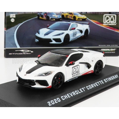 GREENLIGHT CHEVROLET CORVETTE C8 OFFICIAL PACE CAR ROAD AMERICA 2020 - WHITE 1/43