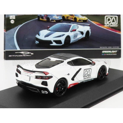 GREENLIGHT CHEVROLET CORVETTE C8 OFFICIAL PACE CAR ROAD AMERICA 2020 - WHITE 1/43