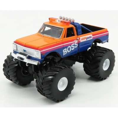 GREENLIGHT CHEVROLET K-10 BIGFOOT MONSTER TRUCK BOSS 1972 - ORANGE BLUE 1/43
