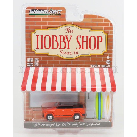 GREENLIGHT VOLKSWAGEN TYPE 181 THE THING WITH SURFBOARD 1971 - ORANGE 1/64