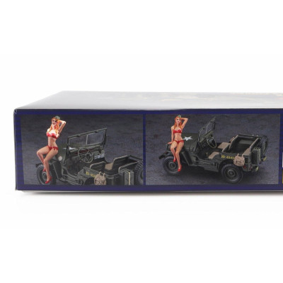 HASEGAWA JEEP WILLYS MB U.S 1/4 TON 4X4 MILITARY UTILITY TRUCK WITH BLOND GIRL FIGURE 1942 1/24