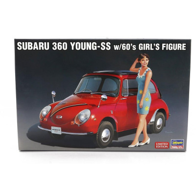 HASEGAWA SUBARU 360 YOUNG-SS WITH GIRL FIGURE 1958 1/24