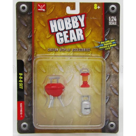 HOBBY GEAR ACCESSORIES SET 3X BARBECUE - BBQ - SILVER RED 1/24