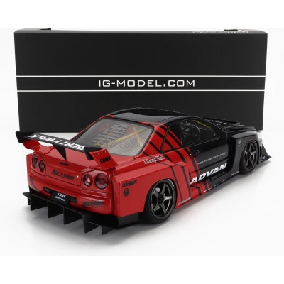 IGNITION MODEL NISSAN SKYLINE ER-34 LB WORKS SUPER SILHOUETTE ADVAN 1996 - BLACK RED 1/18