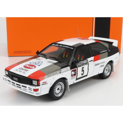 IXO MODELS AUDI QUATTRO N 5 RALLY 1000 LAKES 1982 S.BLOMQVIST - B.CEDERBERG - WHITE GREY RED 1/18