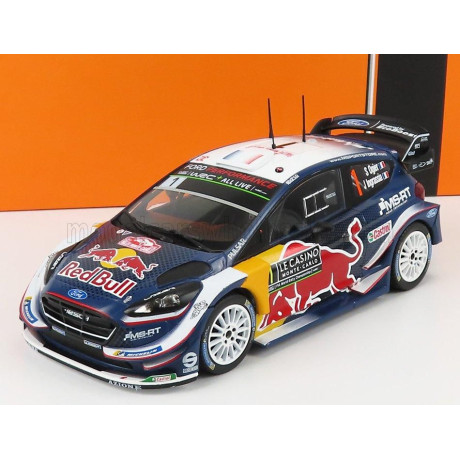 IXO MODELS FORD ENGLAND FIESTA WRC RED BULL N 1 WINNER RALLY MONTECARLO 2018 S.OGIER - J.INGRASSIA - BLUE YELLOW RED 1/24
