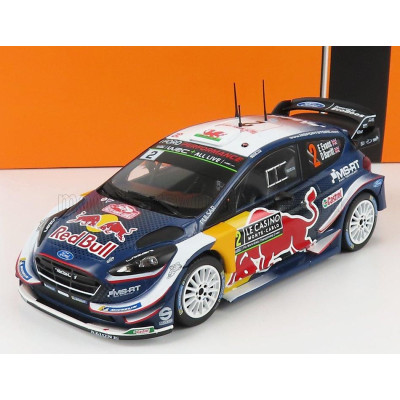IXO MODELS FORD ENGLAND FIESTA WRC RED BULL N 2 RALLY MONTECARLO 2018 E.EVANS - D.BARRIT - BLUE YELLOW RED 1/24