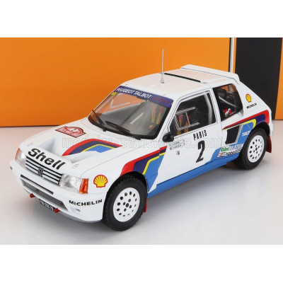 IXO MODELS PEUGEOT 205 T16 N 2 RALLY MONTECARLO 1985 A.VATANEN - T.HARRYMAN - WHITE BLUE RED 1/24