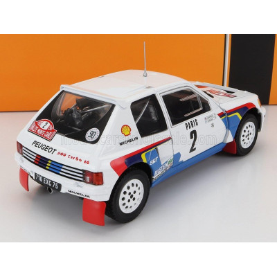 IXO MODELS PEUGEOT 205 T16 N 2 RALLY MONTECARLO 1985 A.VATANEN - T.HARRYMAN - WHITE BLUE RED 1/24