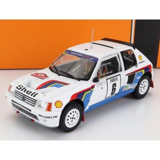 IXO MODELS PEUGEOT 205 T16 N 6 RALLY MONTECARLO 1985 T.SALONEN - S.HARJANNE - WHITE BLUE RED 1/24
