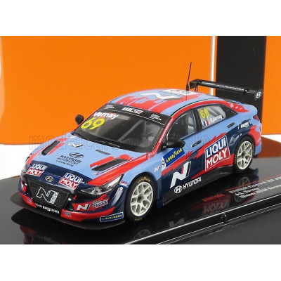IXO MODELS HYUNDAI ELANTRA N TCR TEAM LIQUI MOLY N 69 WTCR GERMANY 2021 J.K.VERNAY - LIGHT BLUE RED 1/43