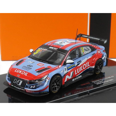 IXO MODELS HYUNDAI ELANTRA N TCR TEAM LUKOIL N 3 WTCR PORTUGAL 2021 G.TARQUINI - LIGHT BLUE RED 1/43