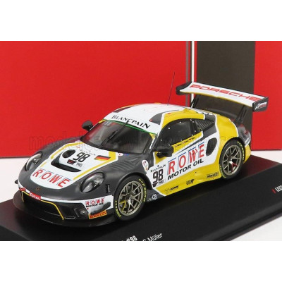 IXO MODELS PORSCHE 911 991-2 GT3 R TEAM ROWE RACING N 98 5th 24h SPA 2019 S.MULLER - R.DUMAS - M.JAMINET - GREY WHITE YELLOW 1/4
