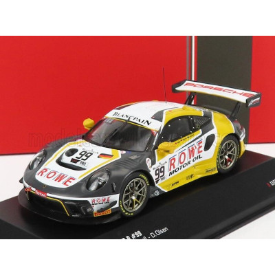 IXO MODELS PORSCHE 911 991-2 TEAM ROWE RACING N 99 7th 24h SPA 2019 D.OLSEN - M.CAMPBELL - D.WERNER - GREY WHITE YELLOW 1/43
