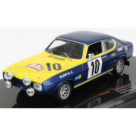 IXO MODELS FORD ENGLAND CAPRI 2600 RS N 10 RALLY RAJD POLSKI 1972 W.ROHRL - BLUE YELLOW 1/43