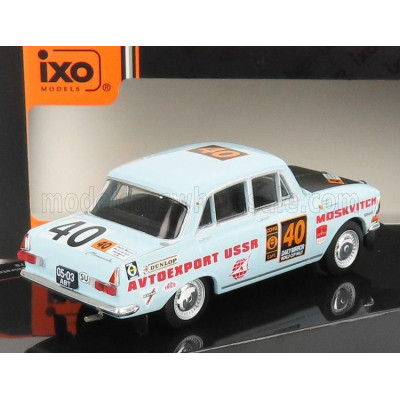 IXO MODELS MOSKVITCH 412 N 40 RALLY LONDON - MEXICO 1970 S.TENISHEV - V.KISLYKH - V.CHIROTCHENKOV - LIGHT BLUE BLACK 1/43