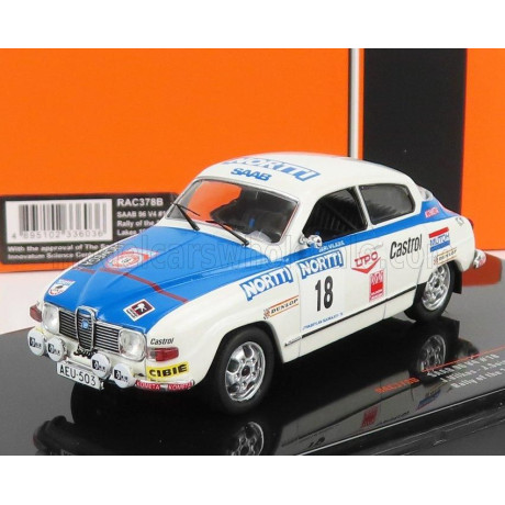 IXO MODELS SAAB 96 V4 N 18 RALLY 1000 LAKES 1976 J.VILKAS - J.SOINI - WHITE BLUE 1/43