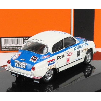 IXO MODELS SAAB 96 V4 N 18 RALLY 1000 LAKES 1976 J.VILKAS - J.SOINI - WHITE BLUE 1/43