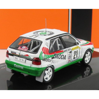 IXO MODELS ŠKODA FELICIA TEAM ŠKODA MOTORSPORT N 21  RALLY MONTECARLO 1997 P.SIBERA -  P.GROSS - WHITE GREEN RED 1/43