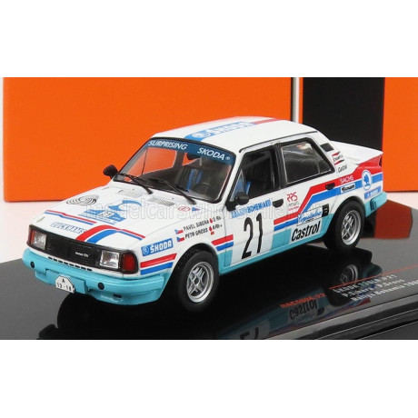 IXO MODELS ŠKODA 130LR N 21 RALLY BOHEMIA 1988 P.SIBERA - P.GROSS - WHITE LIGHT BLUE RED 1/43